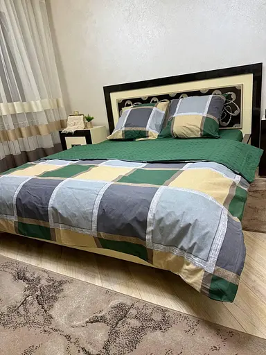 Постельное белье хлопок Шотландка Полутораспальное 150 x 220 Бязь Зеленое 50 х 70