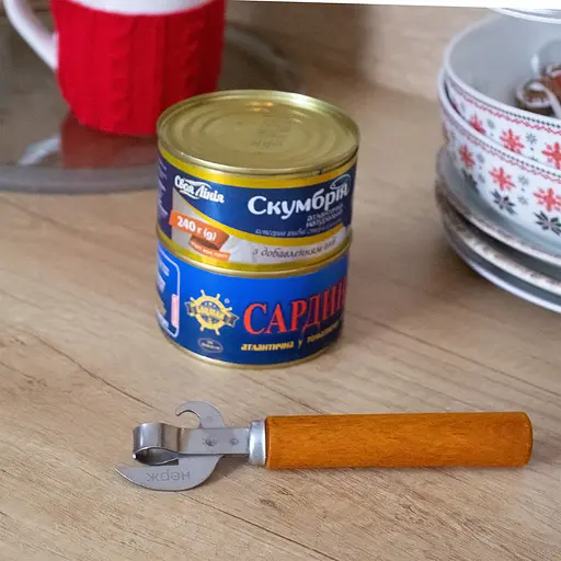 Открывачка открывалка открывашка нож консервный с деревянной лакированной ручкой 16 см, Kitchette 85621 - фото 9