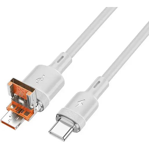 Кабель Hoco U131 Afortunado 2 в 1 charging data cable USB/Type-C to Type-C Сірий