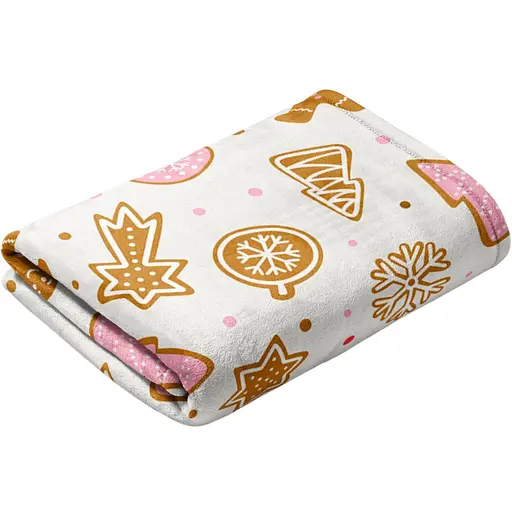 Плед LeLit Новогодний Печенье 180x200 см велсофт белый (le2000000324104)