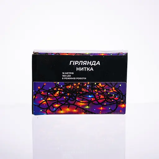 Новорічна гірлянда кімнатна нитка GarlandoPro 16 м 160 LED чорний провід Жовте світло W160LED16MBY - фото 6