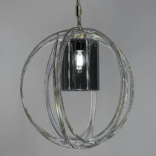 Підвіс Лофт у білому з позолотою корпусі форми плетеної сфери Line.F Колір плафона Янтарний - фото 6