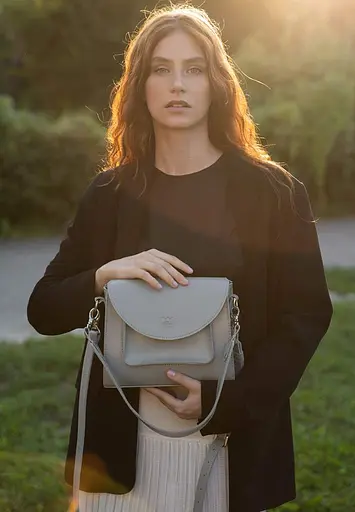 Жіноча шкіряна сумка Liv сіра - фото 2