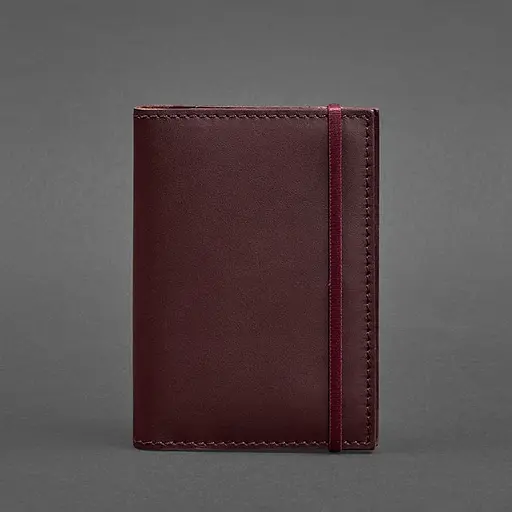 Шкіряна обкладинка для паспорта 2.0 бордова Краст - фото 7