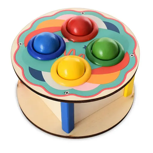 Деревянная игрушка стукачка "Кружок" Limo Toy MD 1682D, молоток - фото 1