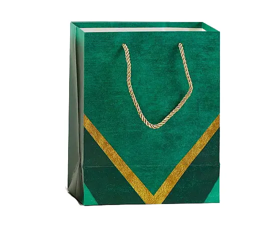 Пакет подарочный M 48899 18*10*23 см, ручка-шнурок (6900077488999) Зелёный - фото 1