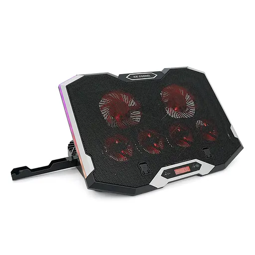 Підставка для ноутбука IceCoorel K9, 10-17", 4*100mm 1400±10% RPM + 4*70mm 2500±10%RPM, 2xUSB2.0 + підставка для мобільного телефону - фото 1