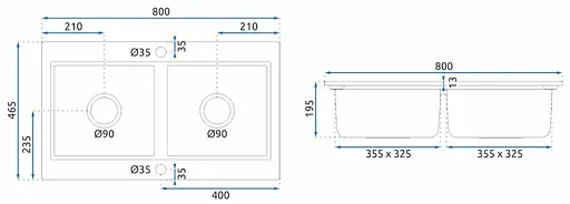 Кухонна мийка гранітна Rea Caddy подвійна black ZLE-00132, Чорний - фото 8