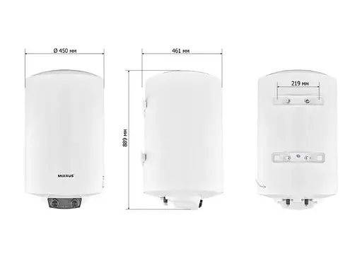 Водонагреватель Mixxus EWH-08100 ROUND DRY 100 л, 2 кВт, сухой ТЭН, вертикальный, цилиндрический, белый (WH0610) - фото 5