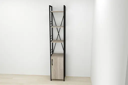 Этажерка 4/34 Ferrum-decor Серии Конект с тумбой 179x34x28 Черный ДСП Сонома Трюфель (FRD-104467) - фото 2