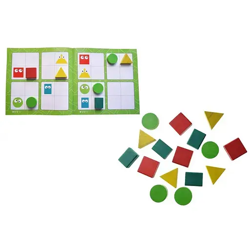Дерев'яна дитяча логічна гра "Судоку геометричне" Qbee QB800-001, 16 елементів - фото 2