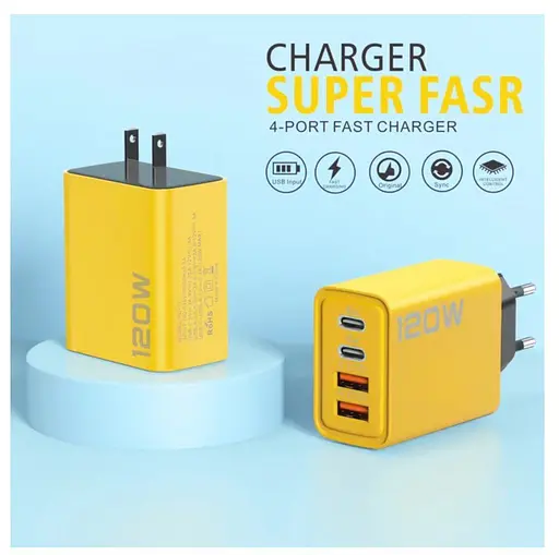Зарядное устройство универсальное Voltronic Super Fast Charger Dual PD Type-C + Dual QC3.0 USB 120 W - фото 4