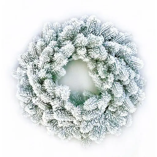 Вінок новорічний різдвяний Hvoya Premium з литої хвої засніжений 60 см