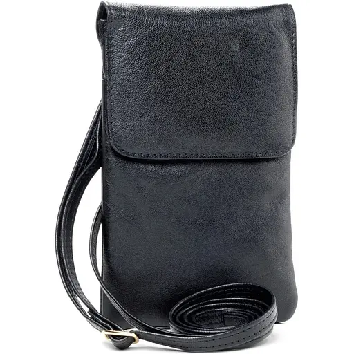 Небольшая женская кожаная сумка для телефона UP2 Fashion черная sum0028723 - фото 1