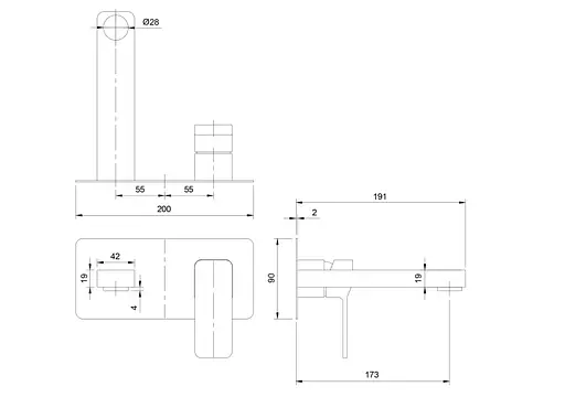 Змішувач для умивальника прихованого монтажу Omnires Slide graphite SL7715GR Графит - фото 2
