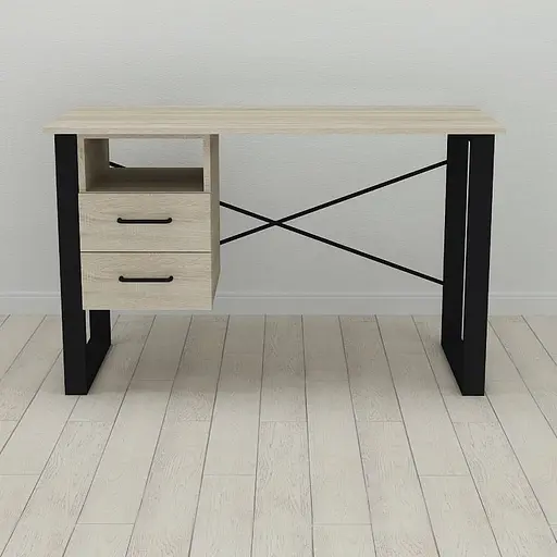 Письменный стол с ящиками Ferrum-decor Оскар 750x1200x600 металл Черный ДСП Дуб Сонома 16 мм (FRD-103216)