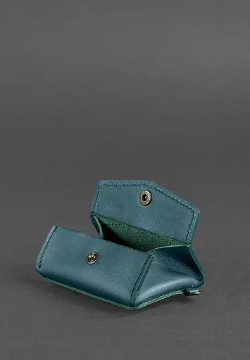 Женская кожаная монетница с клапаном 1.0 зеленая - фото 4