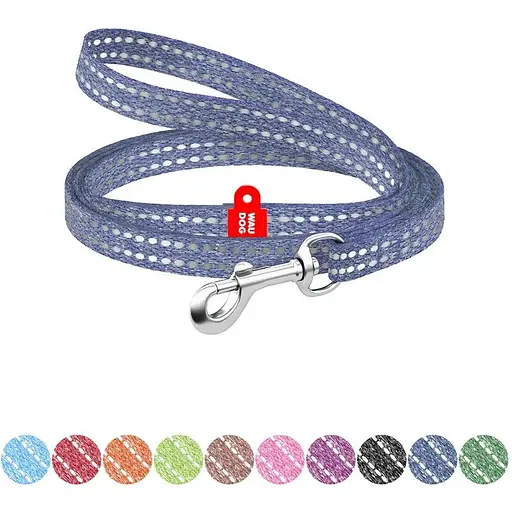 Повідець для котів та дрібних порід собак Waudog Re-cotton з відновленої бавовни світловідбиваючий, XS синій - фото 3