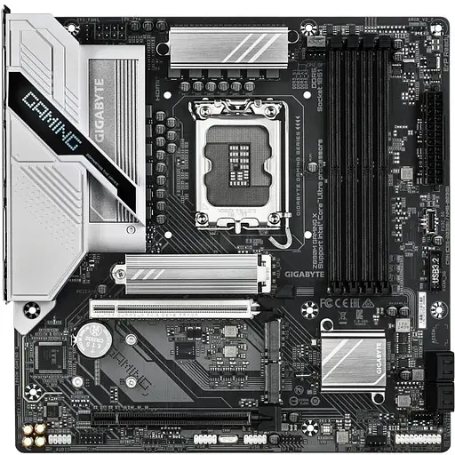 Материнская плата Gigabyte LGA1851, Z890M Gaming X, Z890, 4xDDR5, 1xPCI-E 5.0 x16, 1xPCI-E 4.0 x16, 4xSATA3, 3xM.2, Realtek 7.1, Realtek 2.5GbE, HDMI/2xDP, MicroATX