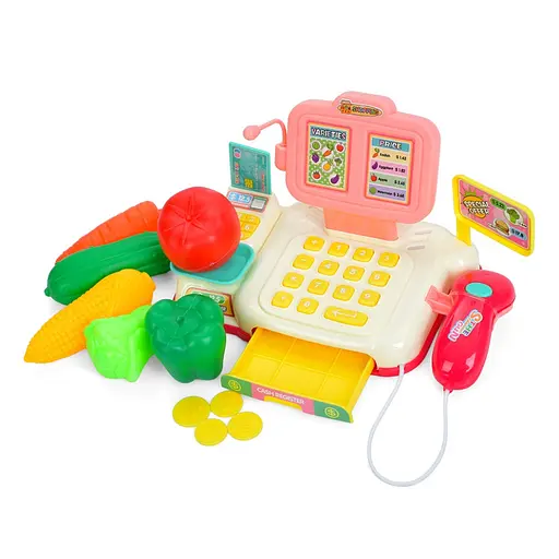 Дитячий ігровий касовий апарат Bambi 682-2A-2B(Pink) сканер, гроші, продукти - фото 1