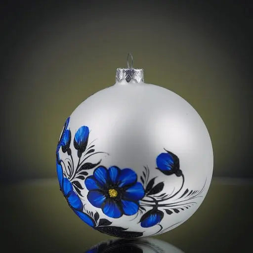 Набір ялинкових прикрас Різдвяні історії Петриківка Мотанка синя скло (4820001180602) - фото 7