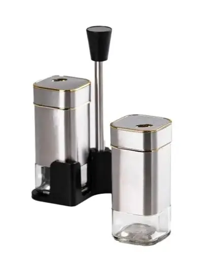 Органайзер набор Condiment Set для специй на подставке с 2 баночки для соли и перца120 мл Нержавеющая сталь - фото 3