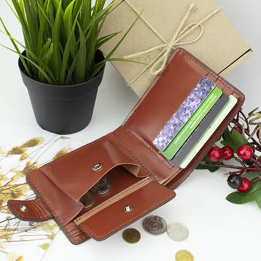 Портмоне мужское кожаное с гербом П6-02 (коричневое) - фото 7