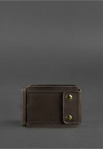 Мужской кожаный портмоне темно-коричневый 10.0 зажим для денег Crazy Horse - фото 2