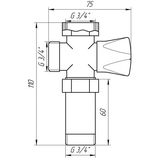 Кран вентильний для пральної машини Q Professional 3/4″x3/4″x3/4″ з подовжувачем NV-QP170 000008977 - фото 5