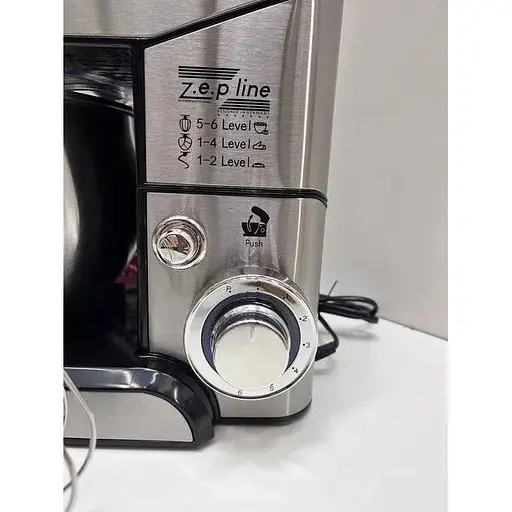 Стационарный миксер тестомес Zepline ZP-105 с металлической чашей планетарное вращение 6л 3500Вт Серебряный - фото 3