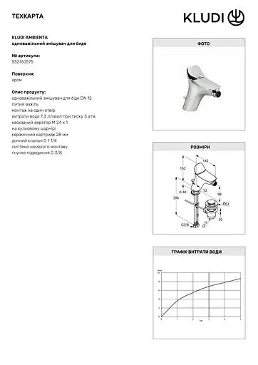 Смеситель для биде Kludi Ambienta 532160575 - фото 3