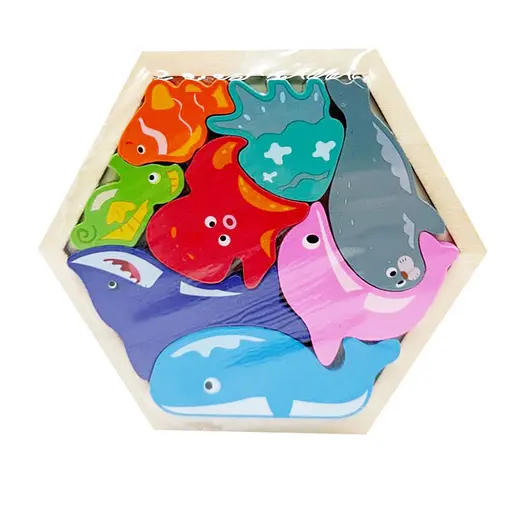 Дитячий дерев’яний пазл вкладиш "Морські тваринки" Bambi C9441-3 - фото 1