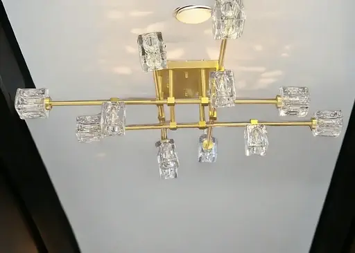 Светодиодная люстра Хрусталь 8821 (Золотистая) на 12 плафонов
