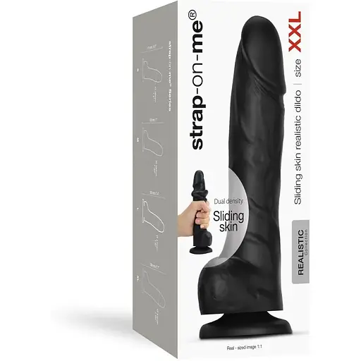 Реалистичный фаллоимитатор Strap-On-Me Sliding Skin Realistic Dildo Black - XXL