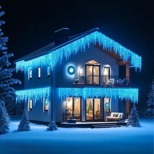 Вулична гірлянда Бахрома GarlandoPro 50 м 840 LED чорний дріт Синій 50MBBL