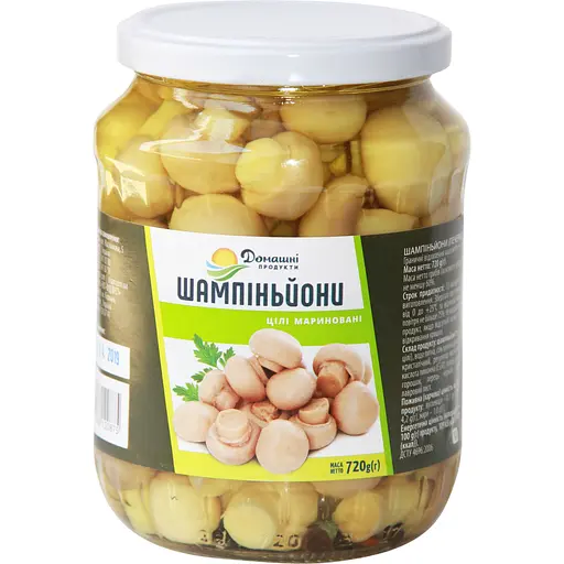 Шампіньйони Домашні продукти мариновані цілі 720 г