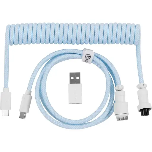 Кабель Keychron USB-A/USB-C > USB-C зарядка/синхронизация, 1.36м, Type-C, Coiled Aviator, синий