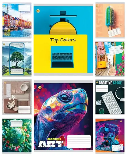 Зошити учнівські 60 аркушів клітинка Тверда Мікс 4, 10 шт. в упаковці