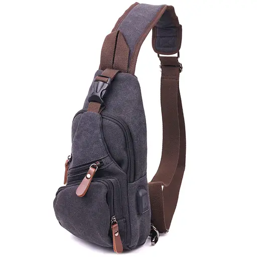 Сумка через плечо с usb кабелем текстильная мужская Vintage 15х31х6 см sum0021416 - фото 1