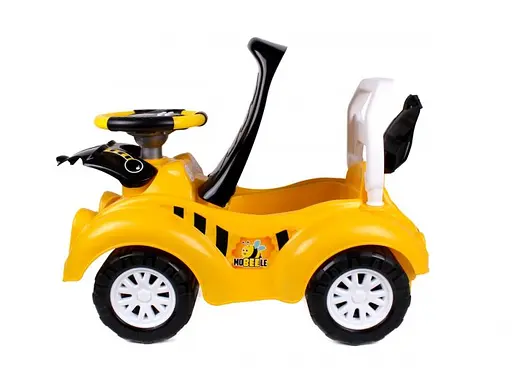 Автомобиль для прогулок - толокар ТехноК с музыкальным рулем желтый - фото 3