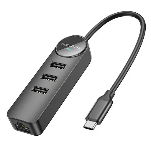 USB-C хаб адаптер Borofone DH6 Erudite 4-in-1 на 3*USB 3.0 и RJ45 6941991104312 - фото 3