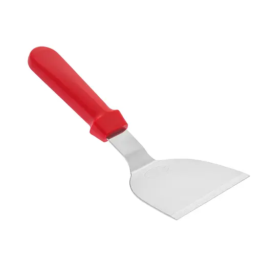 Шпатель скребок лопатка для теста из нержавеющей стали с пластиковой ручкой 25 см, Kitchen Master Красный 85287 - фото 2