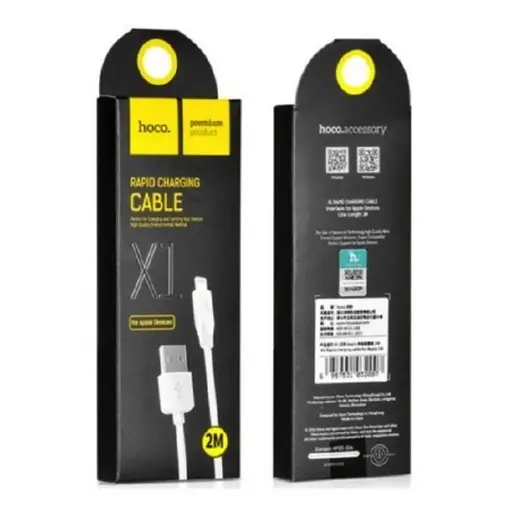 Кабель HOCO X1 USB to iP 2.4A, 2m, PVC, PVC connectors, White - фото 2