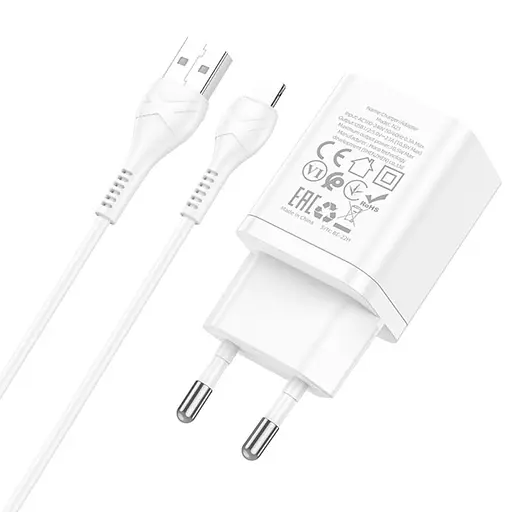 СЗУ Hoco N25 Maker (2USB-A) + USB to Lightning White - фото 4