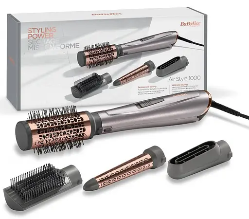 Фен-щетка BaByliss 1000 Вт, 2 режима, ионизация, холодный обдув, керамика, серый - фото 9
