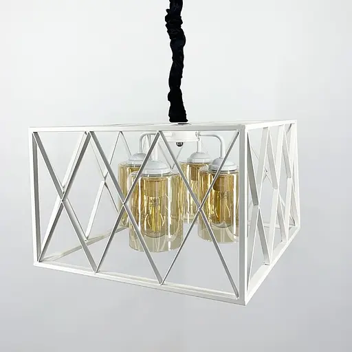 Підвісна люстра в стилі Лофт в білому корпусі Line.F Колір плафона Графітовий - фото 1