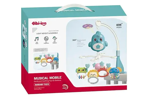 Мобиль на кроватку 648A-68 на батарейках, с проектором, в коробке р.32x8,8x24,5 см YG Toys - фото 2