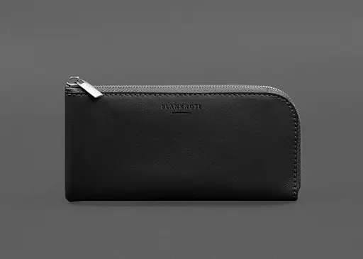 Кожаный портмоне-купюрник на молнии 14. черный - фото 1