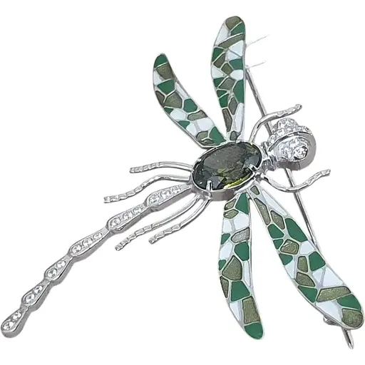 Срібна брошка Vegas Бабка з фіанітами. 70001Р Хризолитовий
