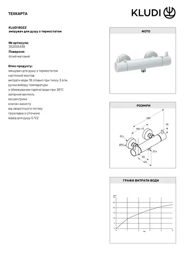 Термостат для душу Kludi Bozz білий 352035338 - фото 2